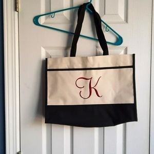 K initial tote bag